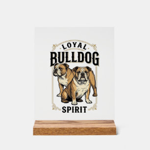 Bulldog Vintage Shirt Twin Bulldogs Engraving Tee_ Acrylic Sign