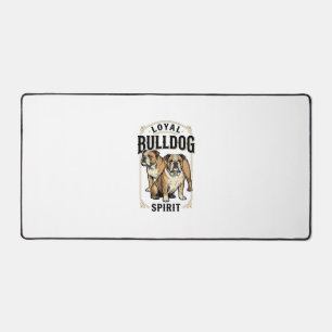Bulldog Vintage Shirt Twin Bulldogs Engraving Tee_ Desk Mat