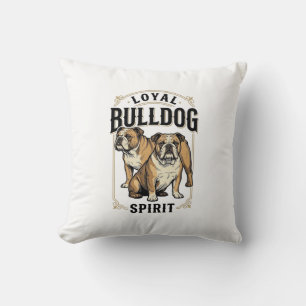 Bulldog Vintage Shirt Twin Bulldogs Engraving Tee_ Throw Pillow