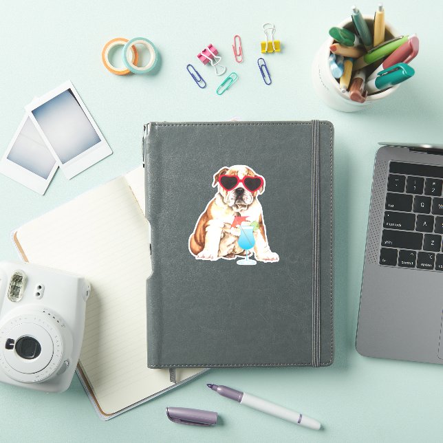 Bulldog Vinyl Sticker d'été (Couverture iPad)