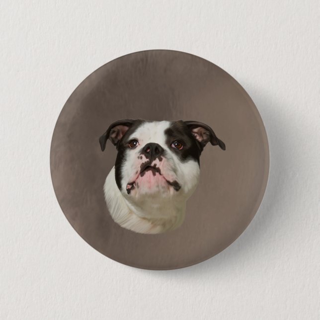Bulldog Water Colour Art Painting 2 Inch Round Button (Front)
