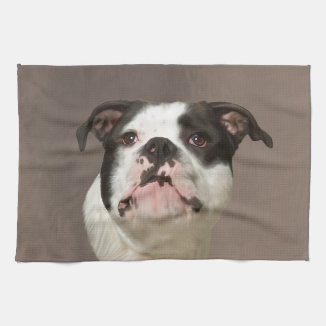 Bulldog Water Colour Art Painting Kitchen Towel (Horizontal)