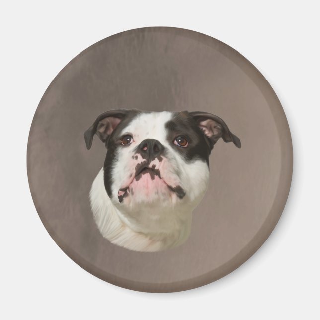 Bulldog Water Colour Art Painting Magnet (Front)