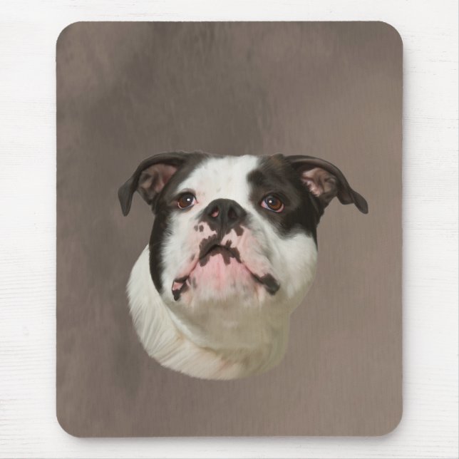 Bulldog Water Colour Art Painting Mouse Pad (Front)
