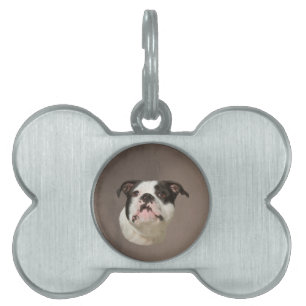 Bulldog Water Colour Art Painting Pet ID Tag