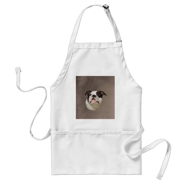 Bulldog Water Colour Art Painting Standard Apron (Front)