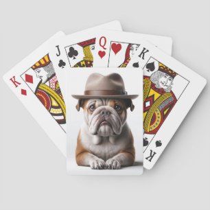 Bulldog Wearing a Fedora  Playing Cards