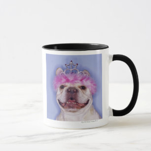 Bulldog wearing tiara mug