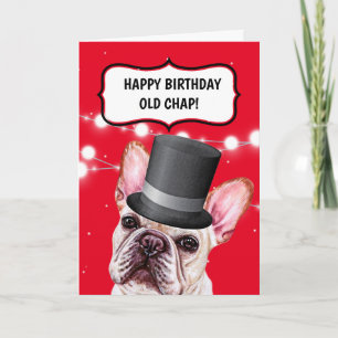 Bulldog wearing top hat British old chap humor Card