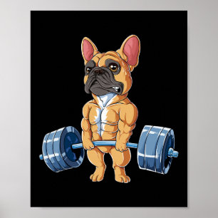 Bulldog Weightlifting Fawn Deadlift Fitness Gym Fu Poster