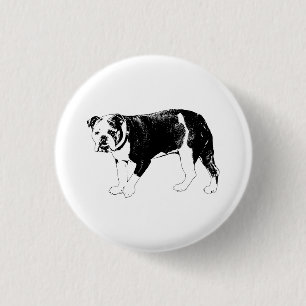 Bulldog Whimsy, Black-and-White Fun 1 Inch Round Button