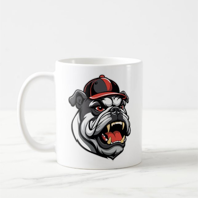 BULLDOG WITH BASEBALL CAP COFFEE MUG (Left)