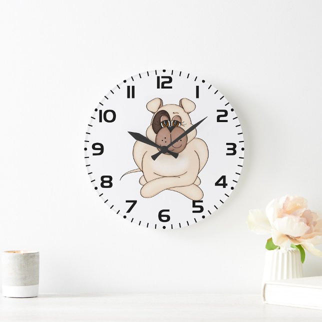 Bulldog with Big Eyes Large Clock (Creator Uploaded)