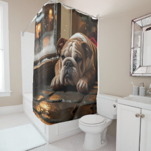 Bulldog with Christmas Lights Holiday