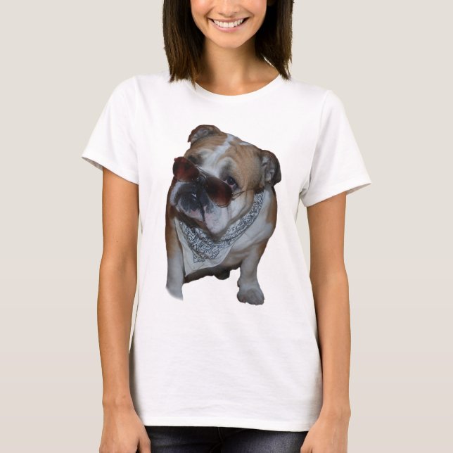 Bulldog with glasses T-Shirt (Front)