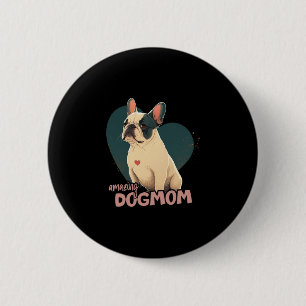 Bulldog With Heart Background 2 Inch Round Button