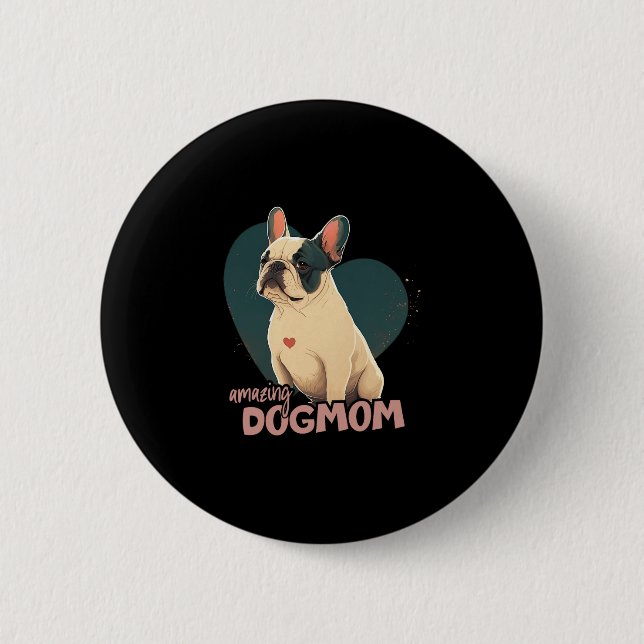 Bulldog With Heart Background  2 Inch Round Button (Front)