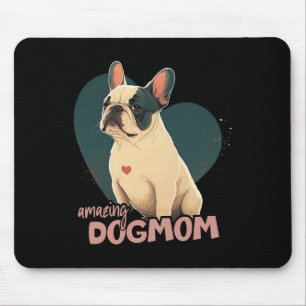 Bulldog With Heart Background  Mouse Pad