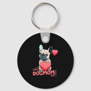 Bulldog With Heartballoon - Coolest Dogmom Ever! Keychain