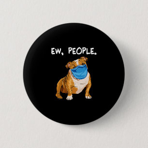 Bulldog With Mask 2 Inch Round Button