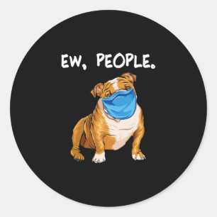 Bulldog With Mask  Classic Round Sticker