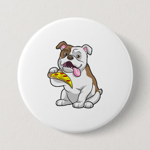 Bulldog with Piece of Pizza 3 Inch Round Button