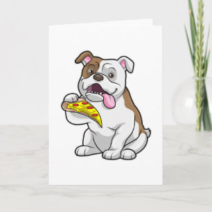 Bulldog with Piece of Pizza Card