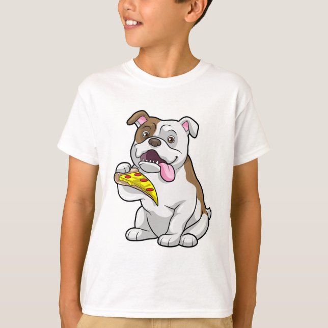 Bulldog with Piece of Pizza T-Shirt (Front)