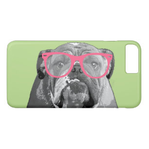 Bulldog with Pink Glasses Cute Funny Phone 7+ Case