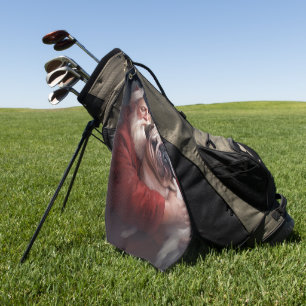 Bulldog With Santa Claus Festive Christmas  Golf Towel