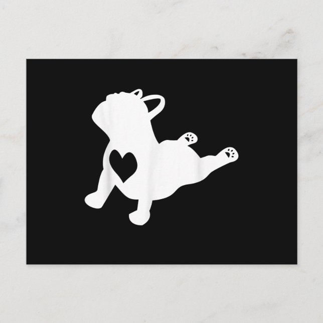 Bulldog Yoga Pose Love Heart Workout Gift Holiday Postcard (Front)