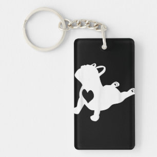 Bulldog Yoga Pose Love Heart Workout Gift Keychain