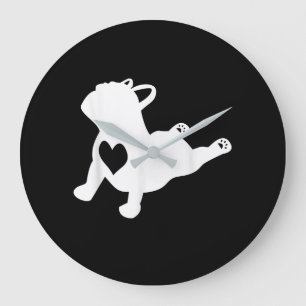 Bulldog Yoga Pose Love Heart Workout Gift Large Clock