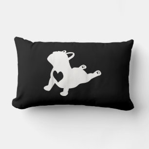 Bulldog Yoga Pose Love Heart Workout Gift Lumbar Pillow
