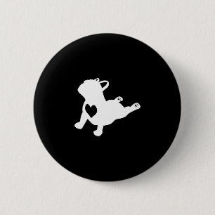Bulldog Yoga Pose With Heart Of Love French Gift  2 Inch Round Button