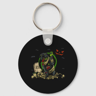 Bulldog Zombie Dog Funny Zombie Dog Halloween Keychain