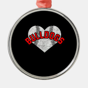 Bulldogs Baseball Softball High School Team Gifts Metal Ornament