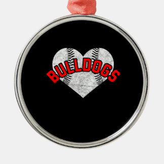 Bulldogs Baseball Softball High School Team Gifts Metal Ornament