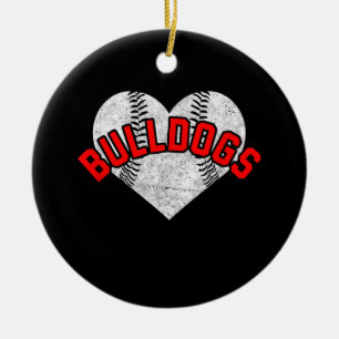 Bulldogs Baseball Softball High School Team Mascot Ceramic Ornament