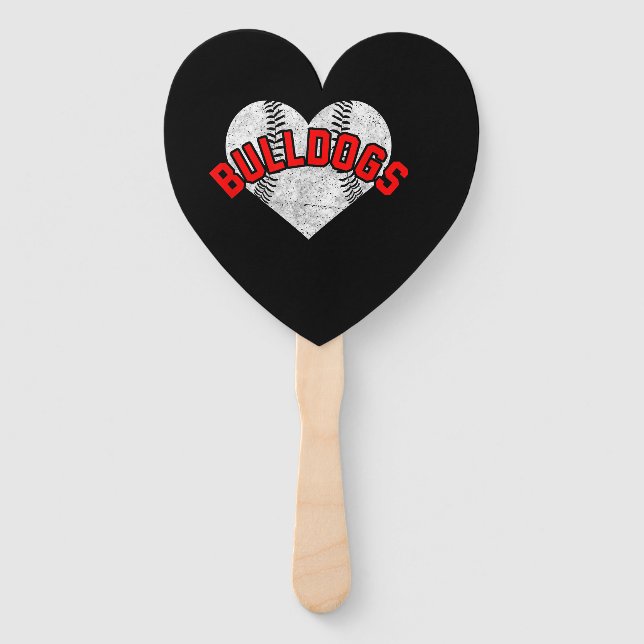 Bulldogs Baseball Softball High School Team Mascot Hand Fan (Front)