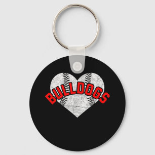 Bulldogs Baseball Softball High School Team Mascot Keychain
