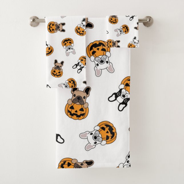 Bulldogs D'Halloween Et Motif Citrouille (En situation)