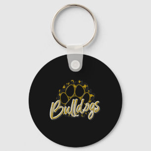 Bulldogs Gold Black Cheetah School Sports Fan Team Keychain