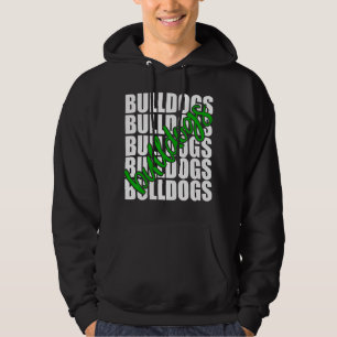 Bulldogs Green School Sports Fan Team Spirit Hoodie