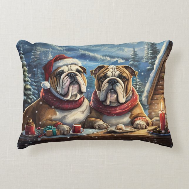 Bulldogs Holiday Design By Rich AMeN Gill Accent Pillow (Front)