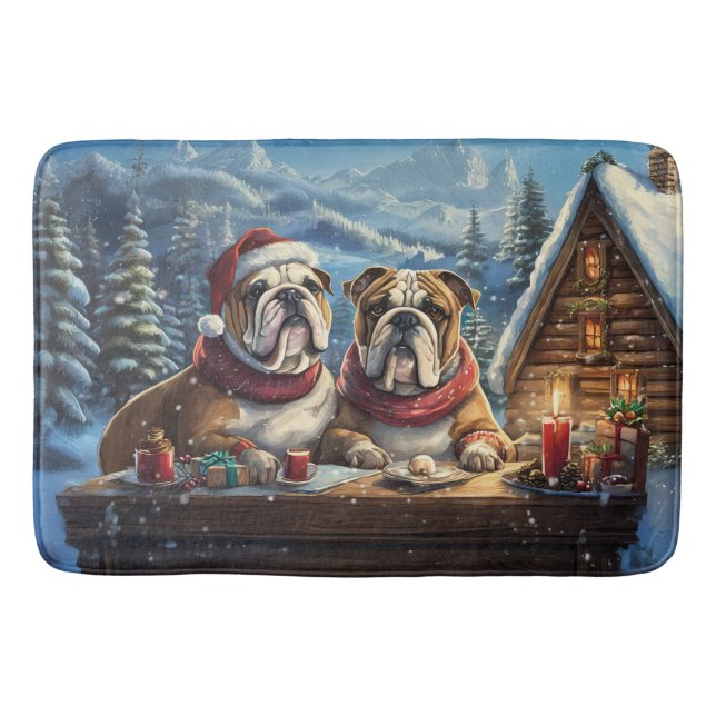 Bulldogs Holiday Design By Rich AMeN Gill Bath Mat (Front)