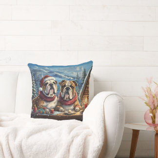 Bulldogs Holiday Design By Rich AMeN Gill Throw Pillow