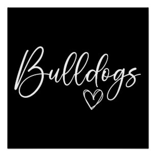 Bulldogs Love Heart Funny Dog Owner Quote Gift Poster