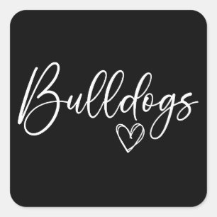 Bulldogs Love Heart Funny Dog Owner Quote Gift Square Sticker