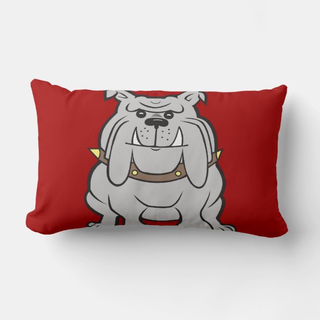 Bulldogs Mascot on Red Dog Lover Gifts Lumbar Pillow (Front)